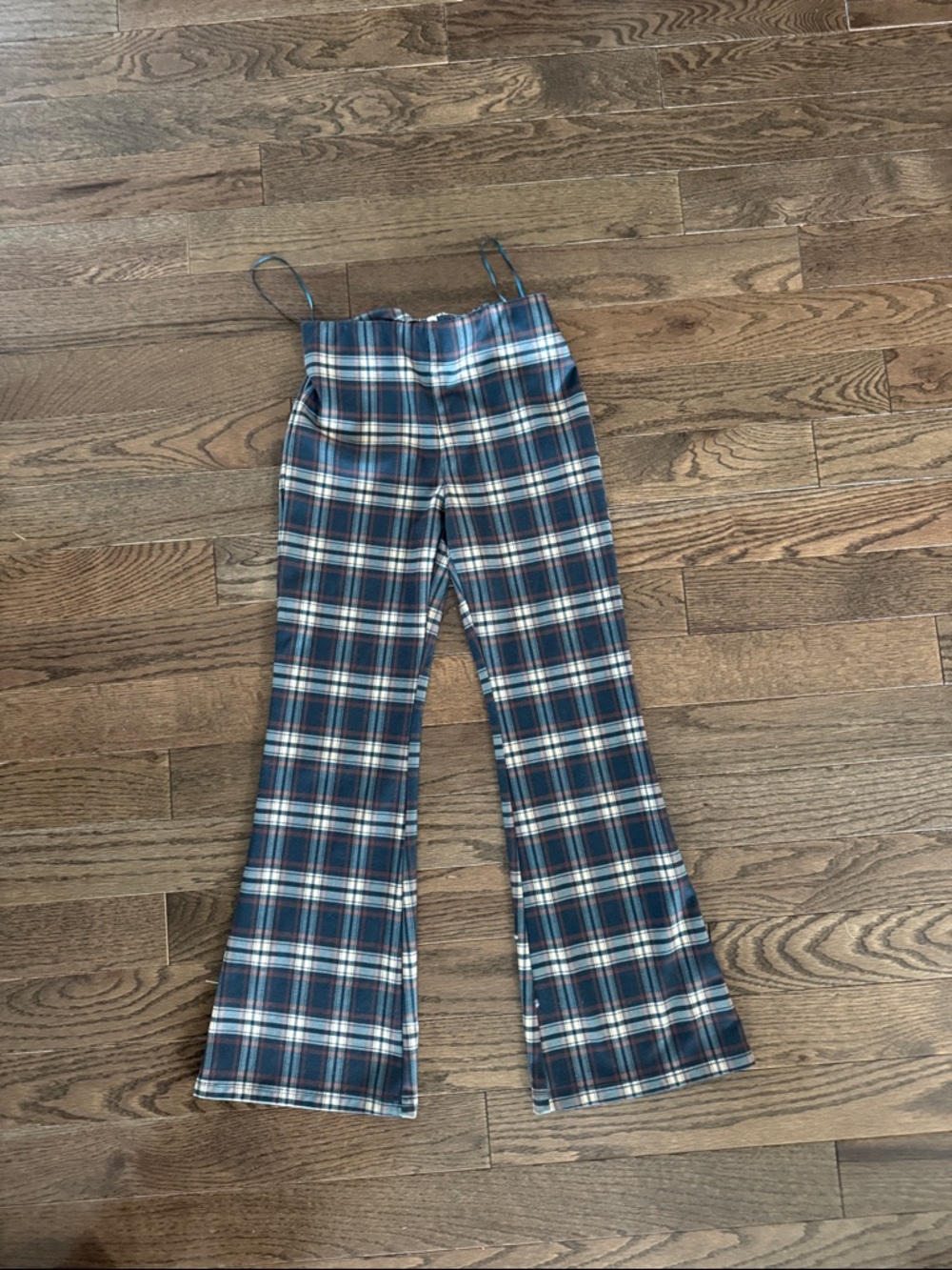 Plaid Wide-Leg Trousers in Dark Green and Cream - Picture 3 of 5
